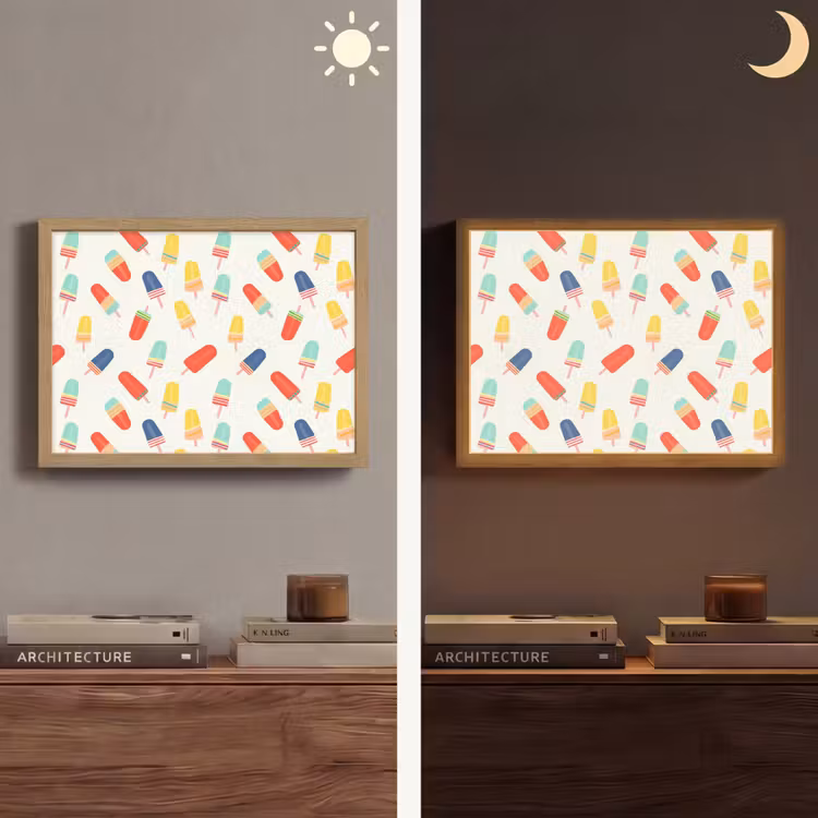 IJsjes - Speels - Kleurrijk Light Box met batterij (Wandlamp) middel 907 -sfeer3