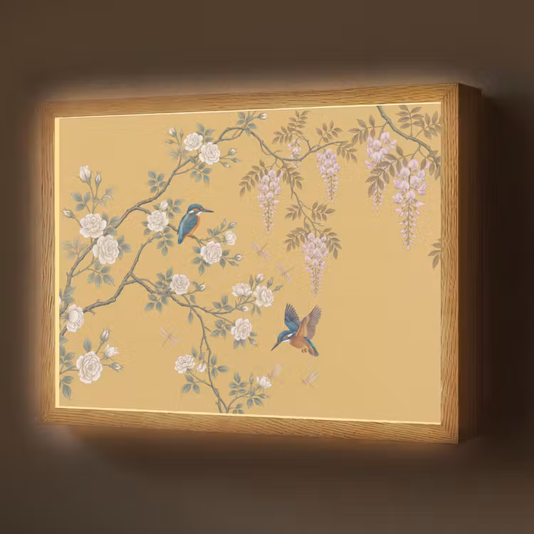 IJsvogels - Bloesem - Geel Light Box met batterij (Wandlamp) middel -z3d_website
