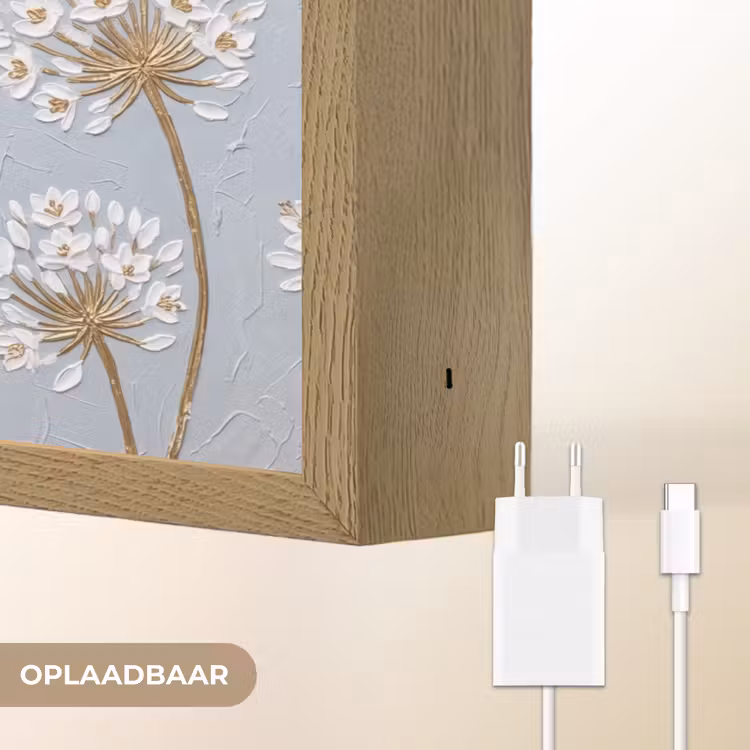 Illustratie - Bloemen - Blauw Light Box met batterij (Wandlamp) middel -USP_websiteoplaadbaarNL