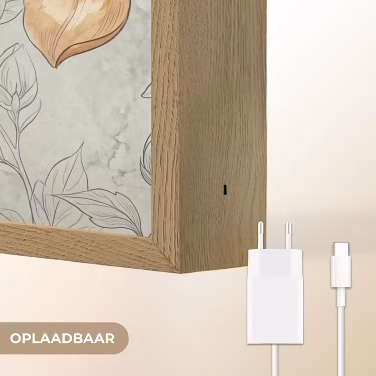Illustratie - Bloemen - Groen Light Box met batterij (Wandlamp) middel -USP_websiteoplaadbaarNL