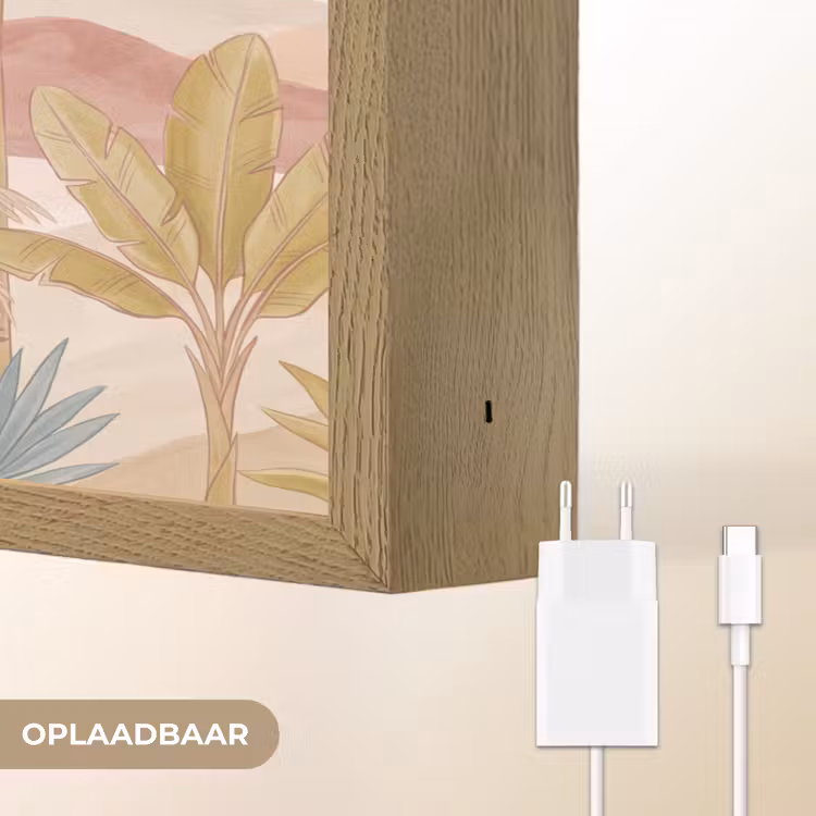 Illustratie - Palmbomen - Kleurrijk Light Box met batterij (Wandlamp) middel -USP_websiteoplaadbaarNL