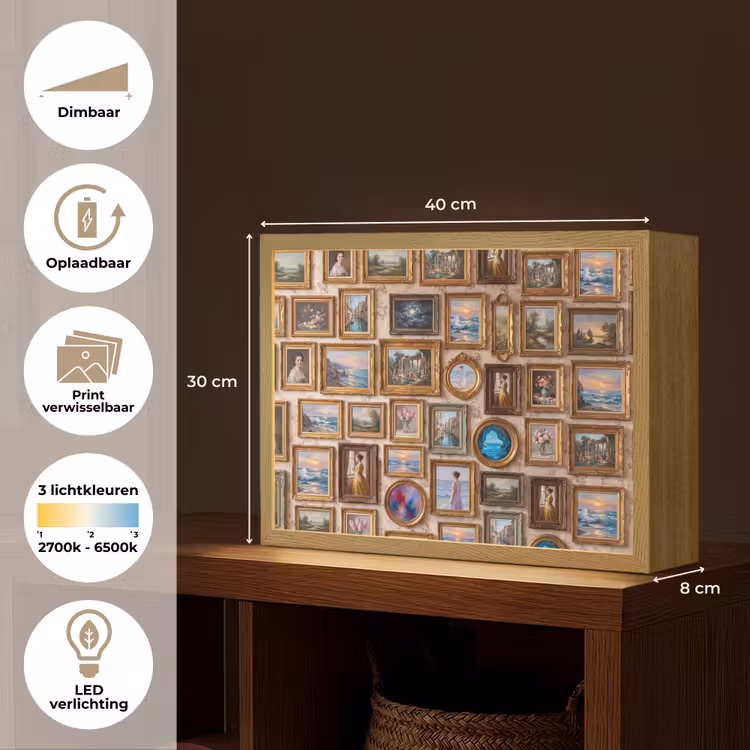 Interieur - Kunst - Collectie - Klassiek - Goud Light Box met batterij (Wandlamp) middel -USP_websiteoverzichtNL