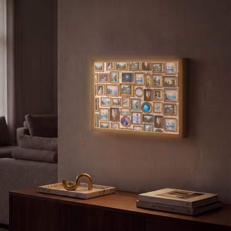 Interieur - Kunst - Collectie - Klassiek - Goud Light Box met batterij (Wandlamp) middel -sfeer1