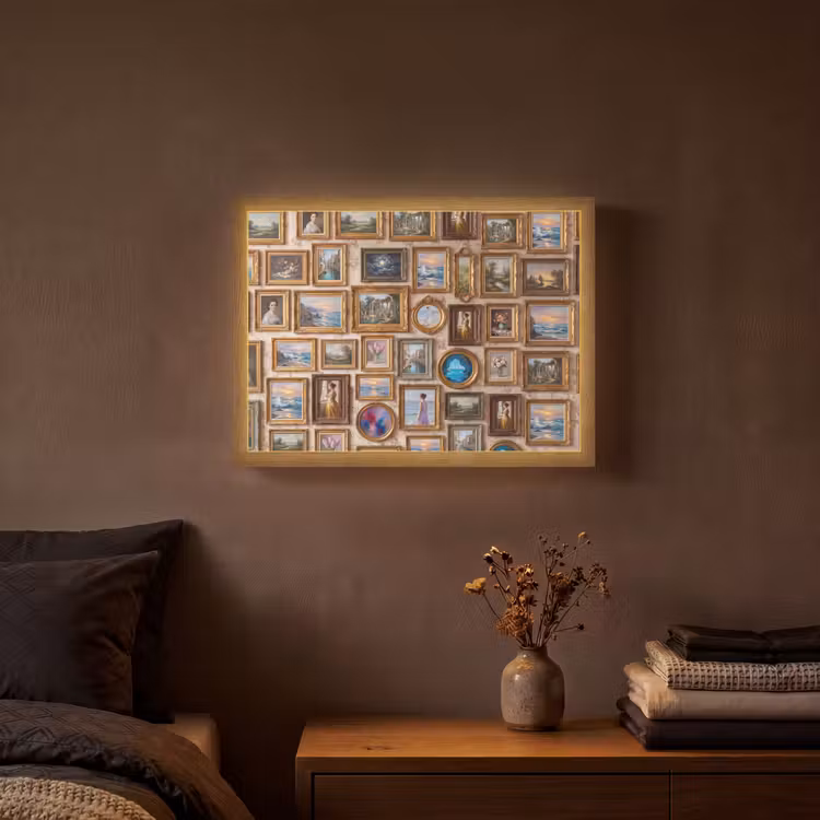 Interieur - Kunst - Collectie - Klassiek - Goud Light Box met batterij (Wandlamp) middel -sfeer4