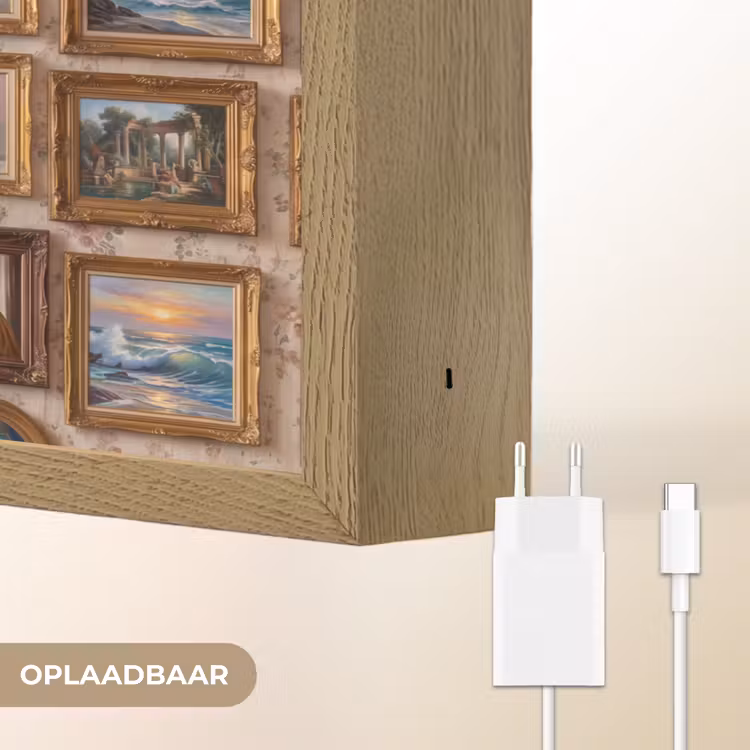 Interieur - Kunst - Collectie - Klassiek - Goud Light Box met batterij (Wandlamp) middel -USP_websiteoplaadbaarNL