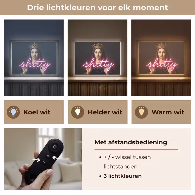 Ironisch - Tekst - Neon Light Box met batterij (Wandlamp) middel -USP_lichtkleurNL