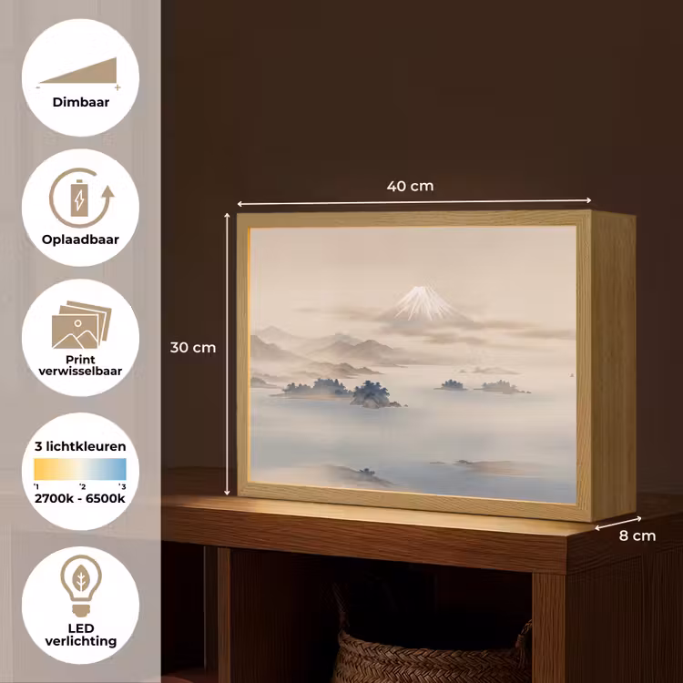 Japans - Landschap - Beige Light Box met batterij (Wandlamp) middel -USP_websiteoverzichtNL