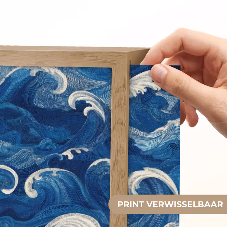 Japans - Oceaan - Golven - Blauw Light Box met batterij (Wandlamp) middel 907 -USP_websiteprintNL