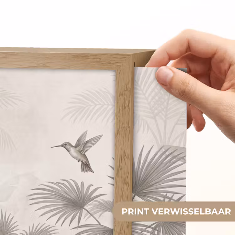 Jungle - Banenboom - Kolibrie - Beige Light Box met batterij (Wandlamp) middel -USP_websiteprintNL