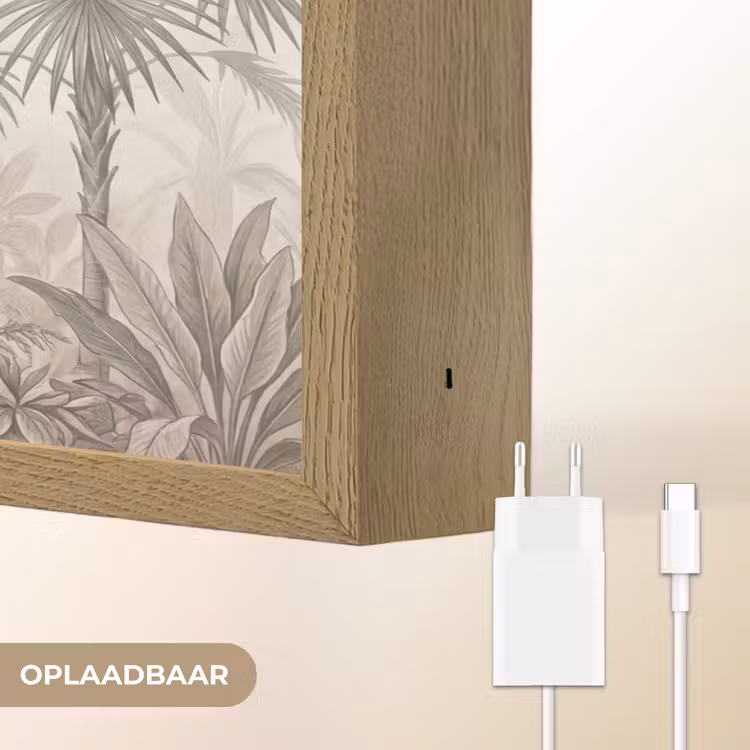 Jungle - Banenboom - Kolibrie - Beige Light Box met batterij (Wandlamp) middel -USP_websiteoplaadbaarNL