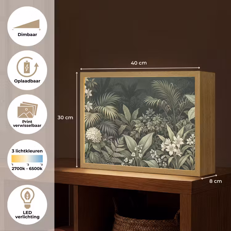 Jungle - Bladeren - Botanisch - Groen Light Box met batterij (Wandlamp) middel -USP_websiteoverzichtNL