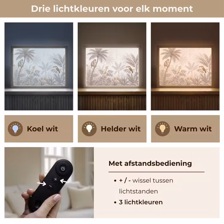 Jungle - Dieren - Palmbomen Light Box met batterij (Wandlamp) middel -USP_lichtkleurNL