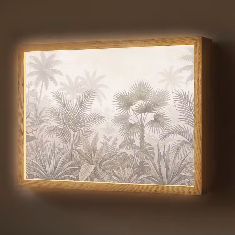Jungle - Tropisch - Natuur -Vintage - Beige Light Box met batterij (Wandlamp) middel -z3d_website