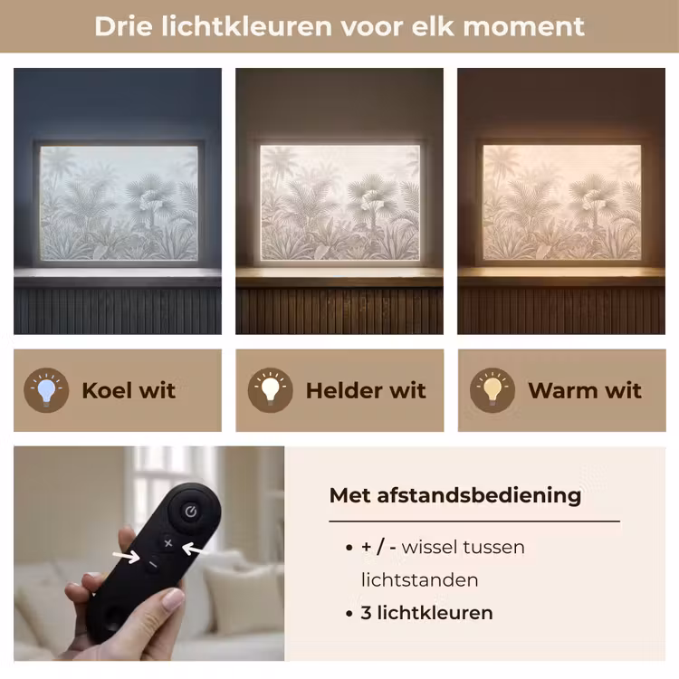 Jungle - Tropisch - Natuur -Vintage - Beige Light Box met batterij (Wandlamp) middel -USP_lichtkleurNL