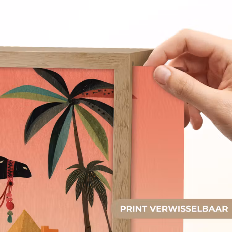 Kameel - Gekleurd tapijt - Duinen - Rode zon Light Box met batterij (Wandlamp) middel -USP_websiteprintNL