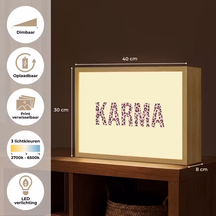 Karma - Luipaardprint - Geel Light Box met batterij (Wandlamp) middel -USP_websiteoverzichtNL