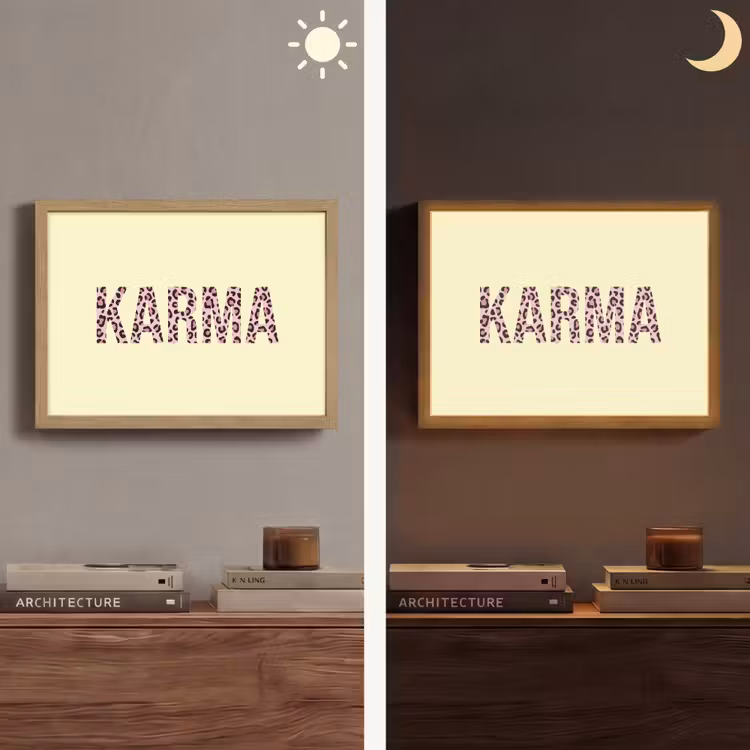 Karma - Luipaardprint - Geel Light Box met batterij (Wandlamp) middel -sfeer3