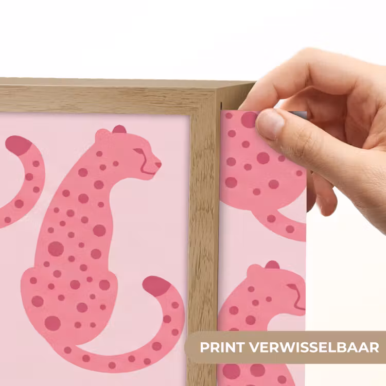 Kat - Gevlekt - Dieren - Patroon - Roze Light Box met batterij (Wandlamp) middel -USP_websiteprintNL