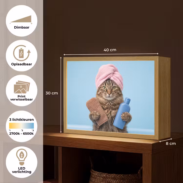 Kat - Handdoek - Washand - Zeep Light Box met batterij (Wandlamp) middel -USP_websiteoverzichtNL
