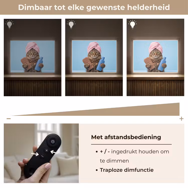Kat - Handdoek - Washand - Zeep Light Box met batterij (Wandlamp) middel -USP_dimbaarNL