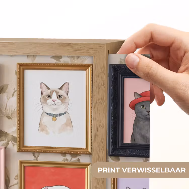 Kat - Portret - Dieren - Illustratie - Lijst Light Box met batterij (Wandlamp) middel -USP_websiteprintNL