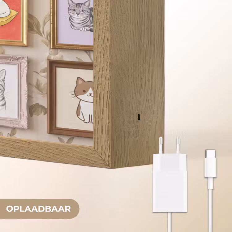 Kat - Portret - Dieren - Illustratie - Lijst Light Box met batterij (Wandlamp) middel -USP_websiteoplaadbaarNL