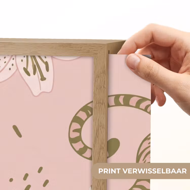 Kat - Springend - Bloemen - Abstract - Roze Light Box met batterij (Wandlamp) middel -USP_websiteprintNL
