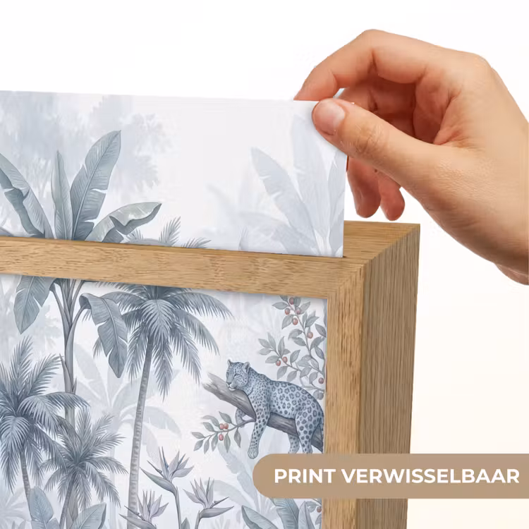Kat - Tropisch bos - Modern - Grijs Light Box met kabel (Wandlamp) klein -USP_websiteprintNL