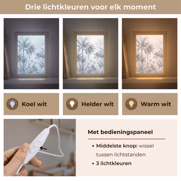 Kat - Tropisch bos - Modern - Grijs Light Box met kabel (Wandlamp) klein -USP_lichtkleurNL