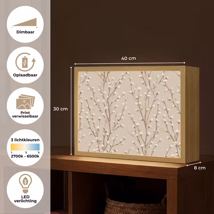 Katoen - Natuur - Taupe Light Box met batterij (Wandlamp) middel 907 -USP_websiteoverzichtNL