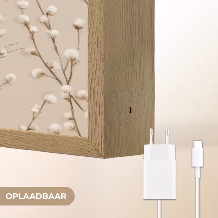 Katoen - Natuur - Taupe Light Box met batterij (Wandlamp) middel 907 -USP_websiteoplaadbaarNL