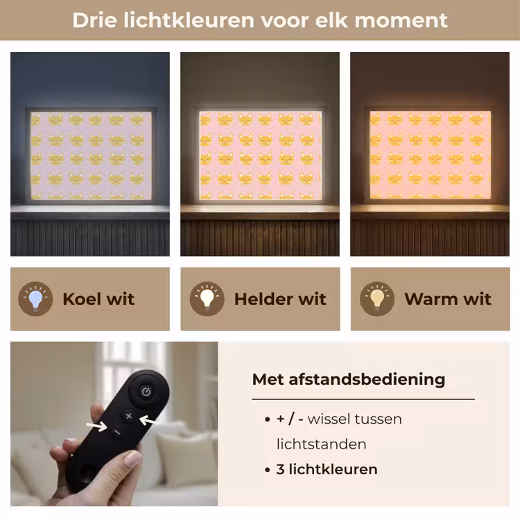 Katten - Patroon - Roze Light Box met batterij (Wandlamp) middel 907 -USP_lichtkleurNL