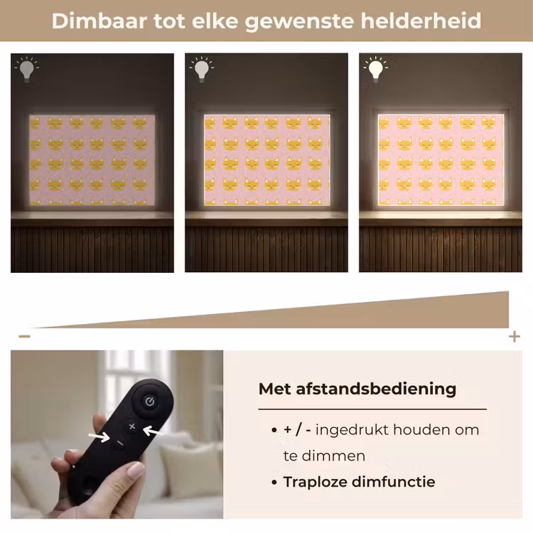 Katten - Patroon - Roze Light Box met batterij (Wandlamp) middel 907 -USP_dimbaarNL