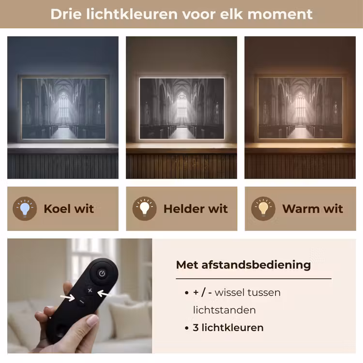 Kerk - Interieur - Lichtstralen - Architectuur - Klassiek Light Box met batterij (Wandlamp) middel -USP_lichtkleurNL