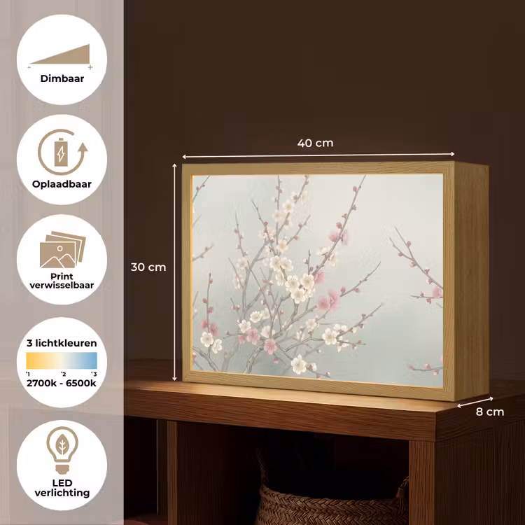 Kersen - Bloesem - Groen Light Box met batterij (Wandlamp) middel -USP_websiteoverzichtNL