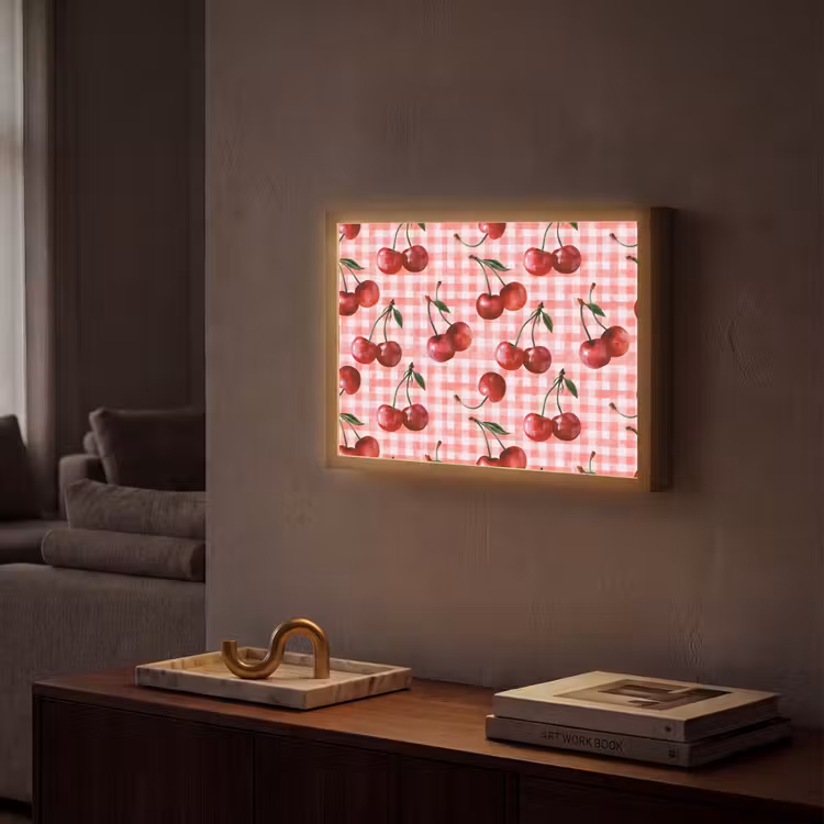 Kersen - Blokken - Rood Light Box met batterij (Wandlamp) middel 907 -sfeer1