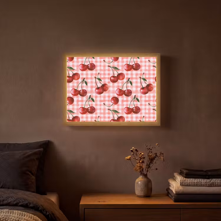 Kersen - Blokken - Rood Light Box met batterij (Wandlamp) middel 907 -sfeer4