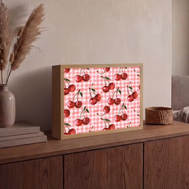 Kersen - Blokken - Rood Light Box met batterij (Wandlamp) middel 907 -sfeer2
