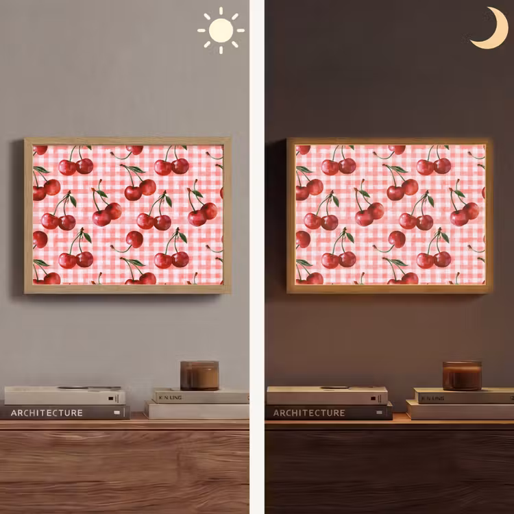 Kersen - Blokken - Rood Light Box met batterij (Wandlamp) middel 907 -sfeer3