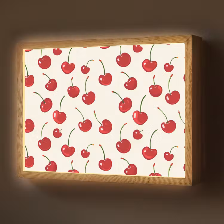 Kersen - Minimalistisch - Rood Light Box met batterij (Wandlamp) middel 907 -z3d_website