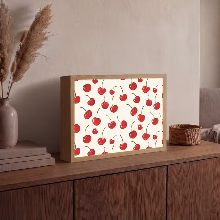Kersen - Minimalistisch - Rood Light Box met batterij (Wandlamp) middel 907 -sfeer2