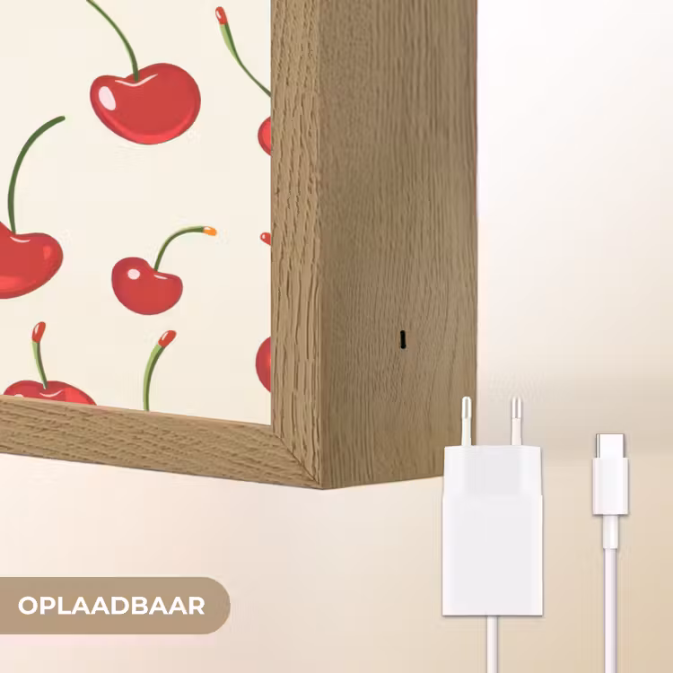 Kersen - Minimalistisch - Rood Light Box met batterij (Wandlamp) middel 907 -USP_websiteoplaadbaarNL