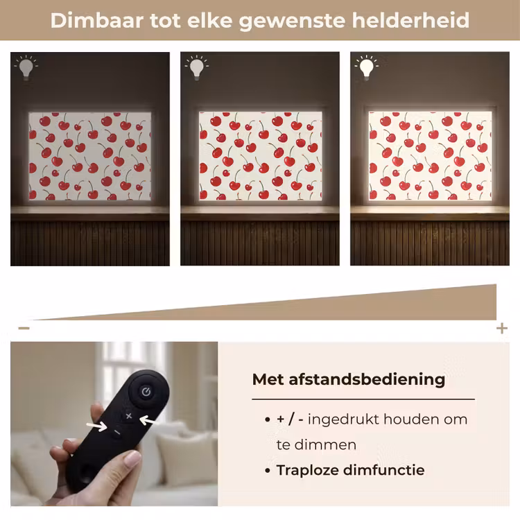 Kersen - Minimalistisch - Rood Light Box met batterij (Wandlamp) middel 907 -USP_dimbaarNL