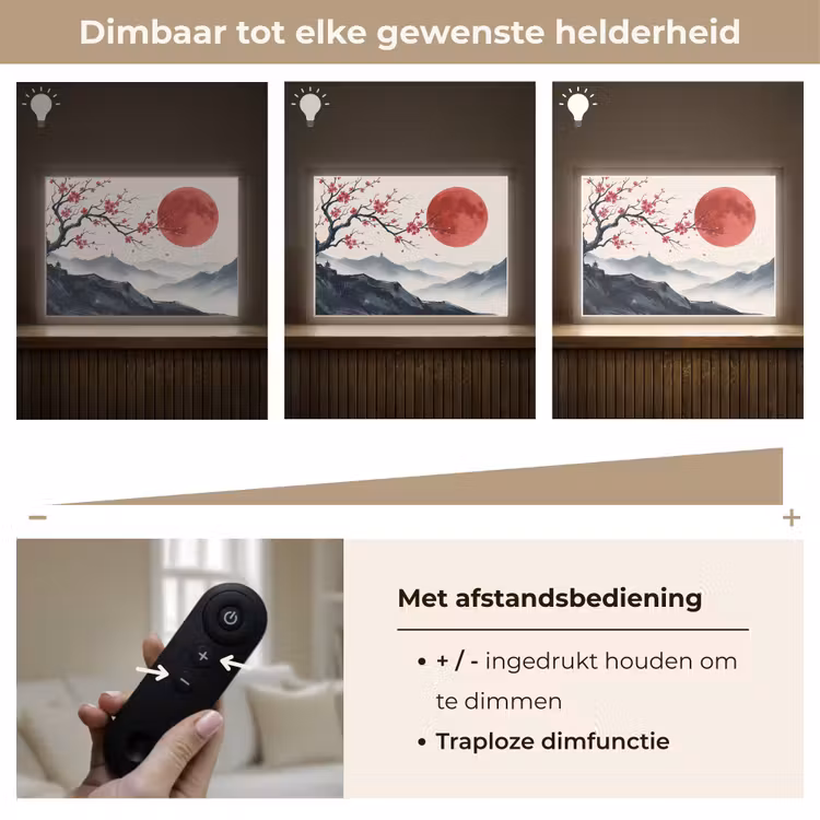 Kersenbloesem - Oosters - Rood Light Box met batterij (Wandlamp) middel -USP_dimbaarNL