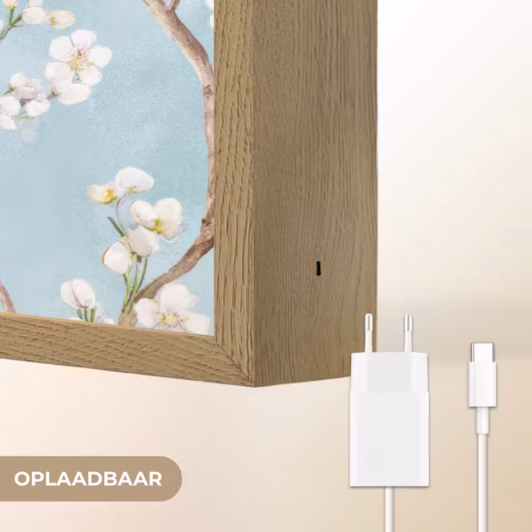 Kersenbloesem - Textuur - Blauw Light Box met batterij (Wandlamp) middel 907 -USP_websiteoplaadbaarNL