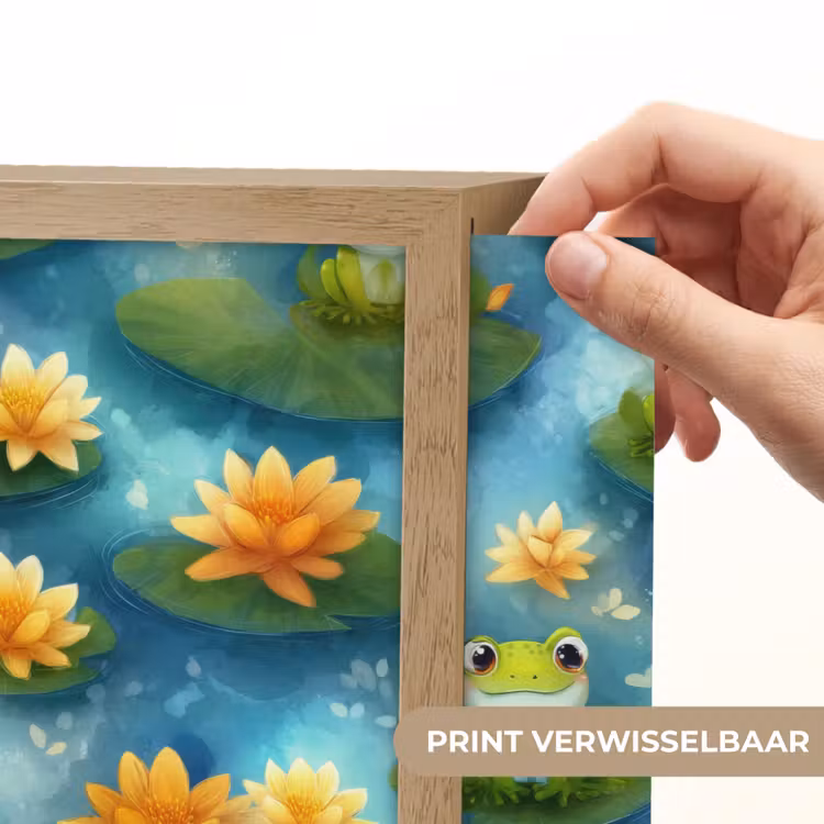 Kikker - Lelies - Groen Light Box met batterij (Wandlamp) middel 907 -USP_websiteprintNL
