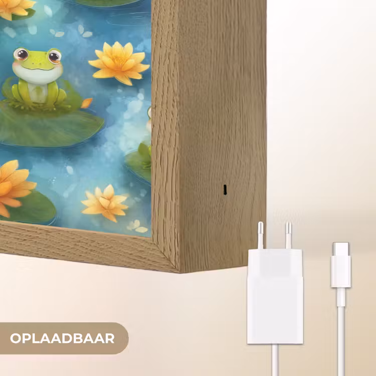 Kikker - Lelies - Groen Light Box met batterij (Wandlamp) middel 907 -USP_websiteoplaadbaarNL