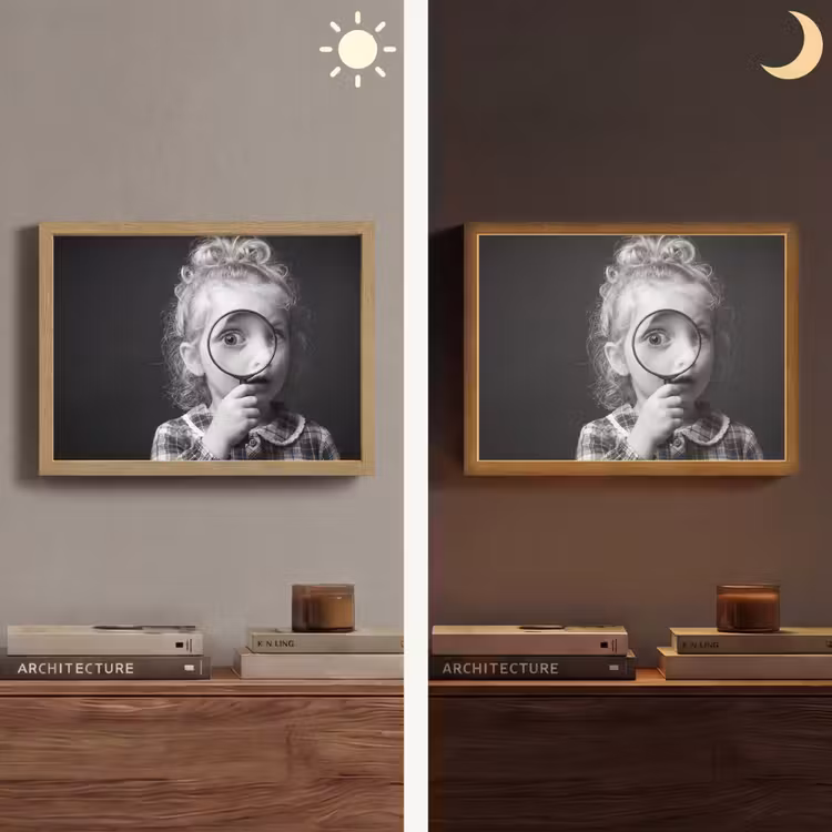 Kind - Vergrootglas - Portret - Zwart-wit Light Box met batterij (Wandlamp) middel -sfeer3