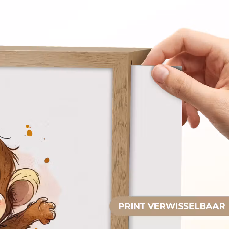 Aap - Bruin - Waterverf - Dieren - Meiden - Jongens Light Box met batterij (Wandlamp kind) middel -USP_websiteprintNL