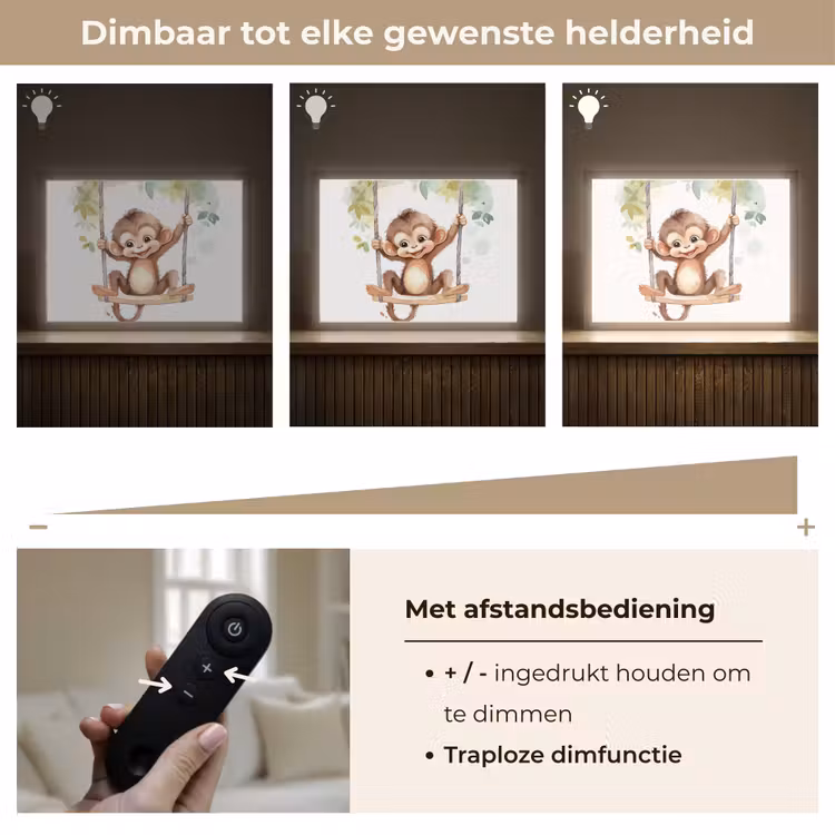 Aap - Dier - Kinderen - Jungle Light Box met batterij (Wandlamp kind) middel -USP_dimbaarNL